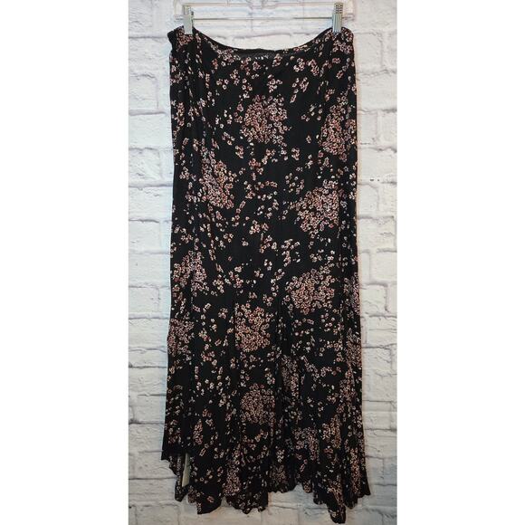 Free People backseat glamour maxi skirt black floral boho size 12 - Picture 5 of 8